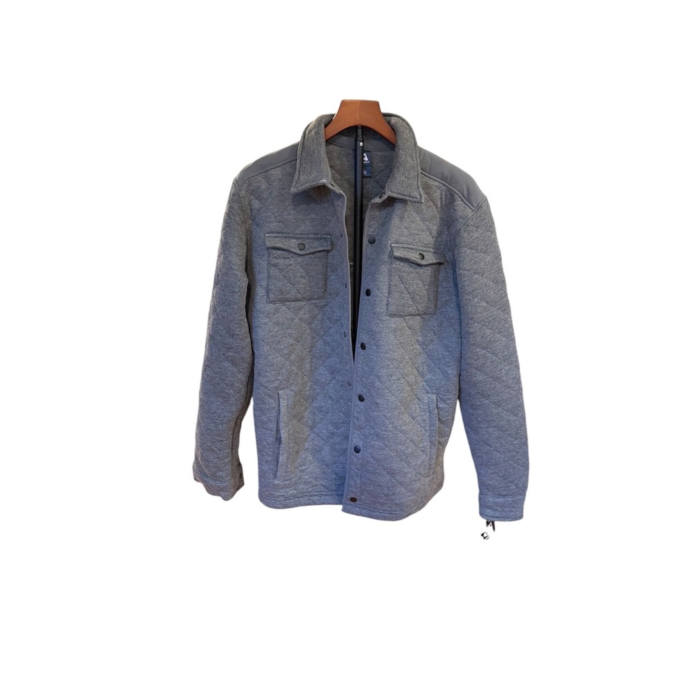 NWT J America Mens Quilted Shirt Jacket Heather Grey Snap Front Shacket Small